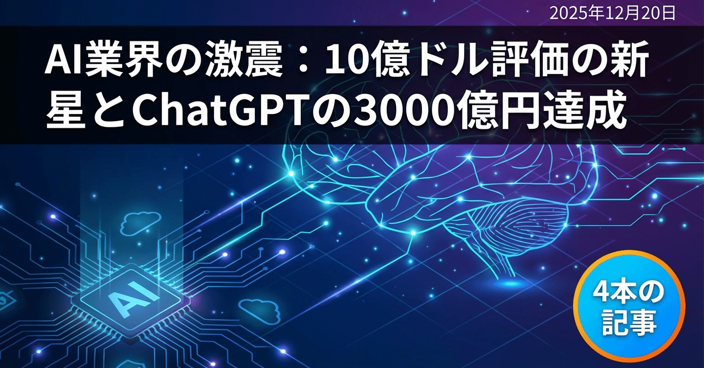 AI業界の激震：10億ドル評価の新星とChatGPTの3000億円達成｜Yuki Asano (Y.A)