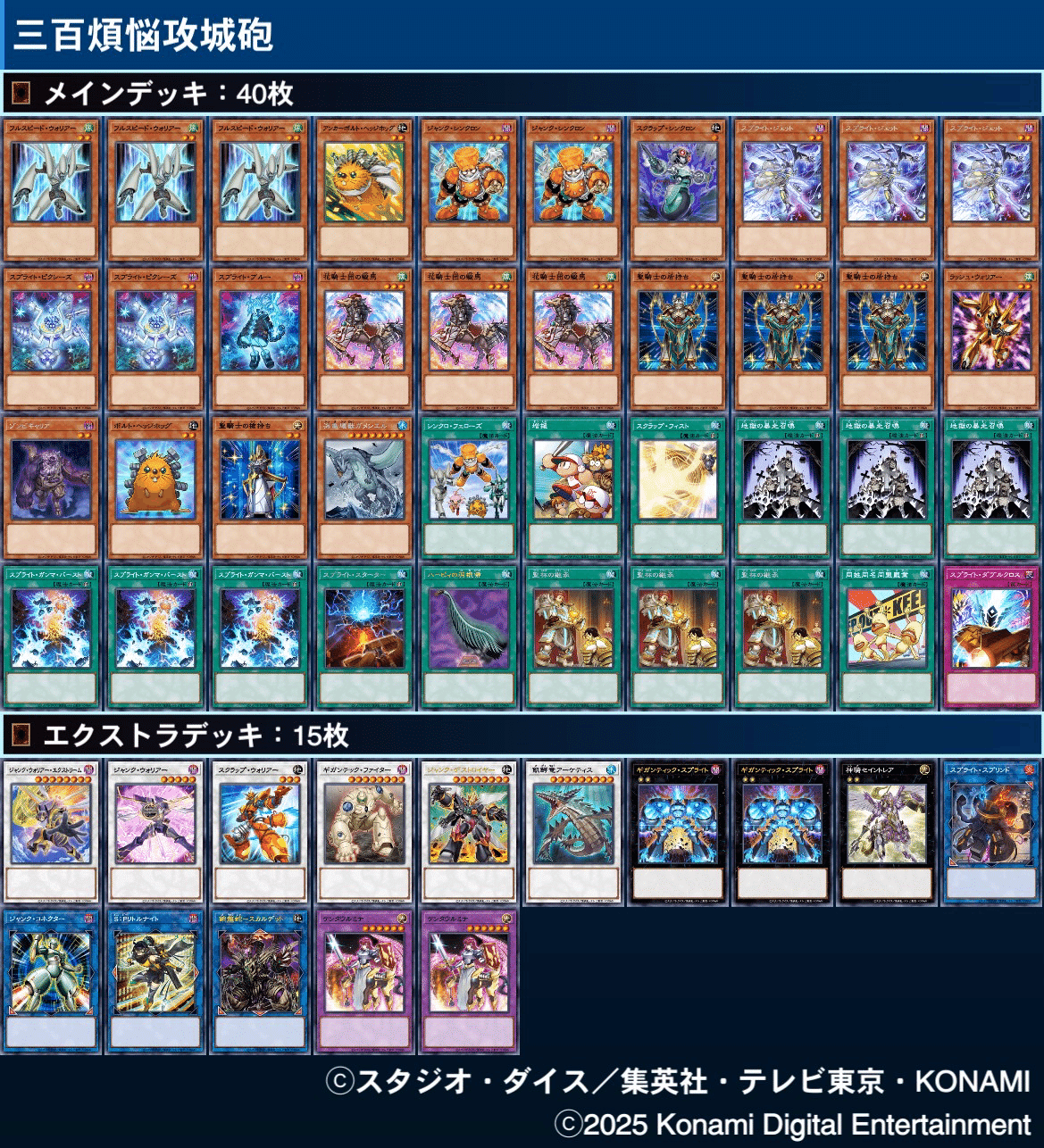 遊戯王】フルスピード軸ジャンクウォリアー-三百煩悩攻城砲-【デッキ