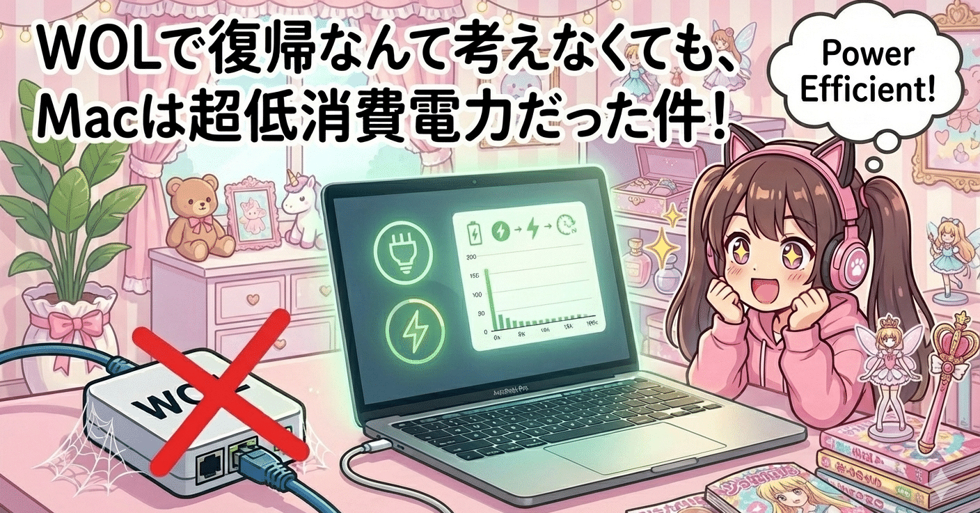 WOLで復帰なんて考えなくても、Macは超低消費電力だった件！｜ひより