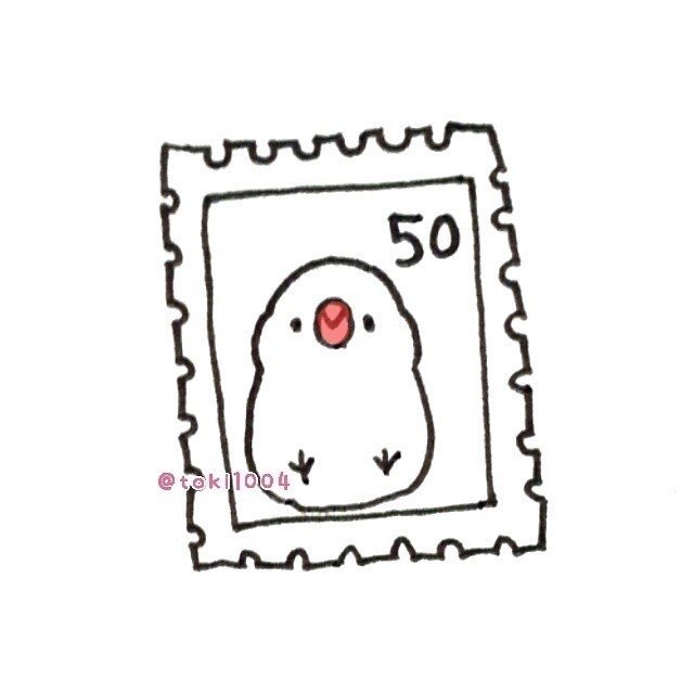 絵 イラスト イラストレーター お絵描き ドローイング 一発描き ボールペン 文鳥 Bird 切手 手書き 手描き イラストレーターとき Note
