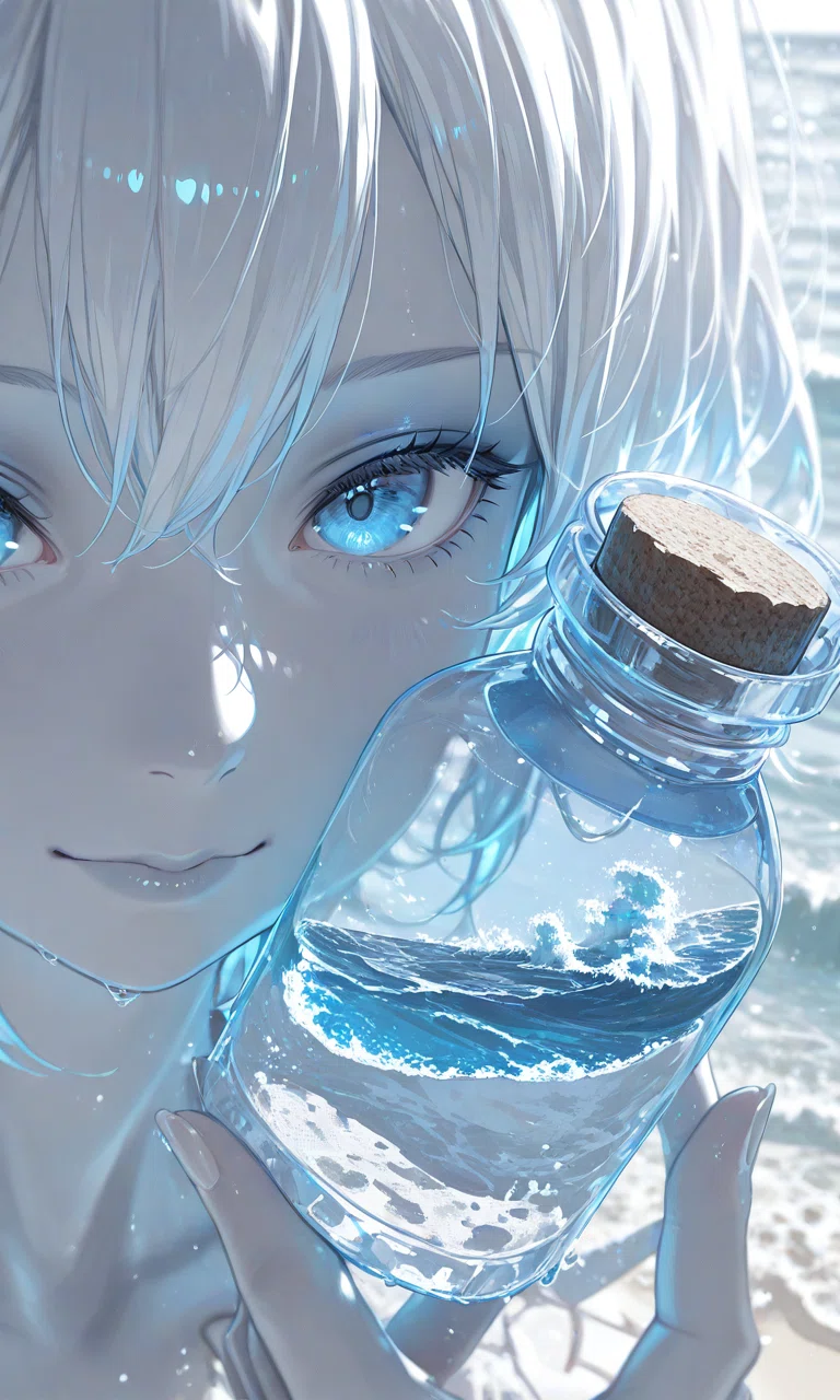 小瓶の中の海】記憶は海の色をしていた｜僕のAIイラスト｜零ぴちゅ。