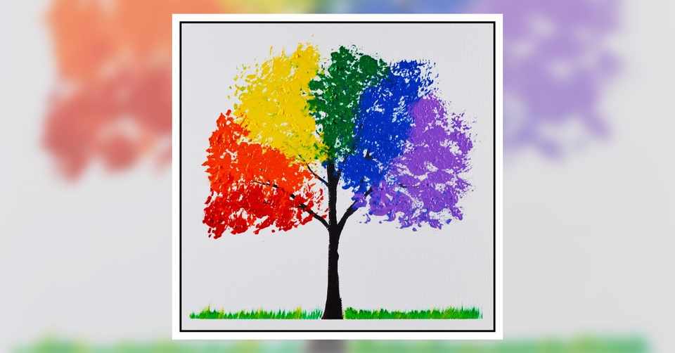 アクリル絵の具を使用した虹色の木の描き方 初心者が簡単に絵を描く方法 Junya Art Note