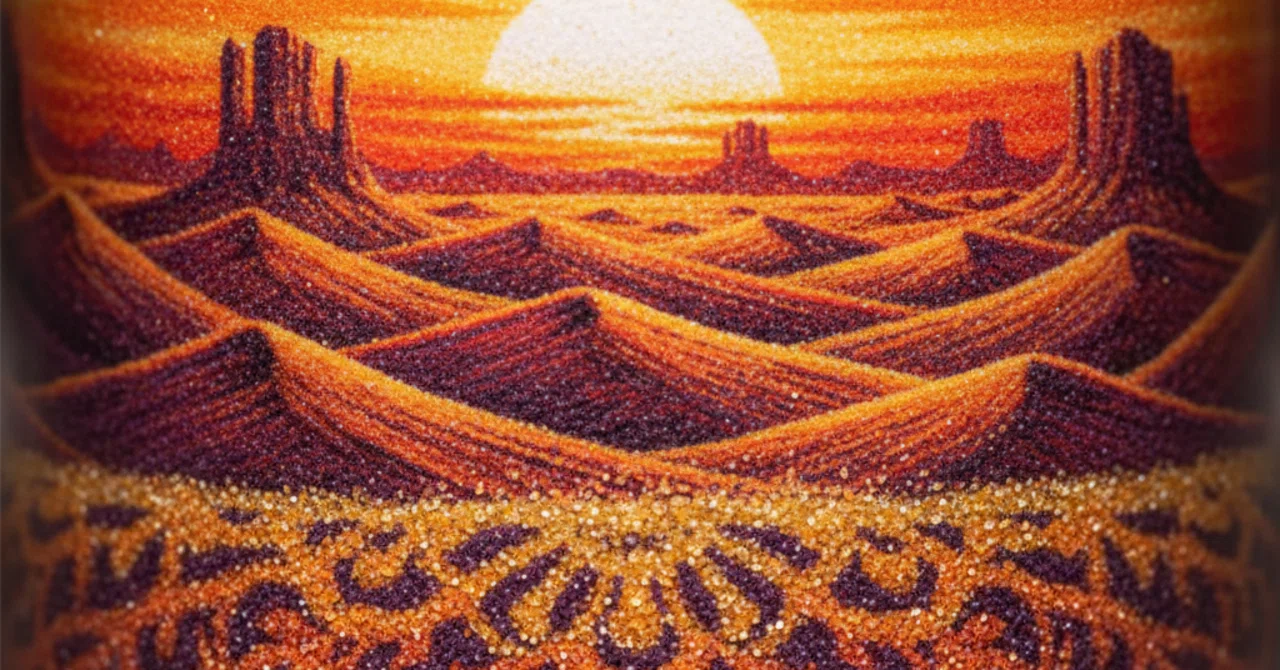プロンプト配布】一粒の砂が描く、永遠の景色。AIで作る「砂絵」の積層