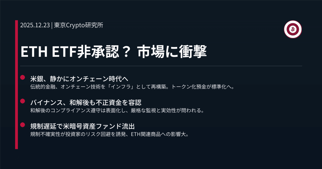 ETH ETF非承認？ 市場に衝撃｜東京Crypto研究所