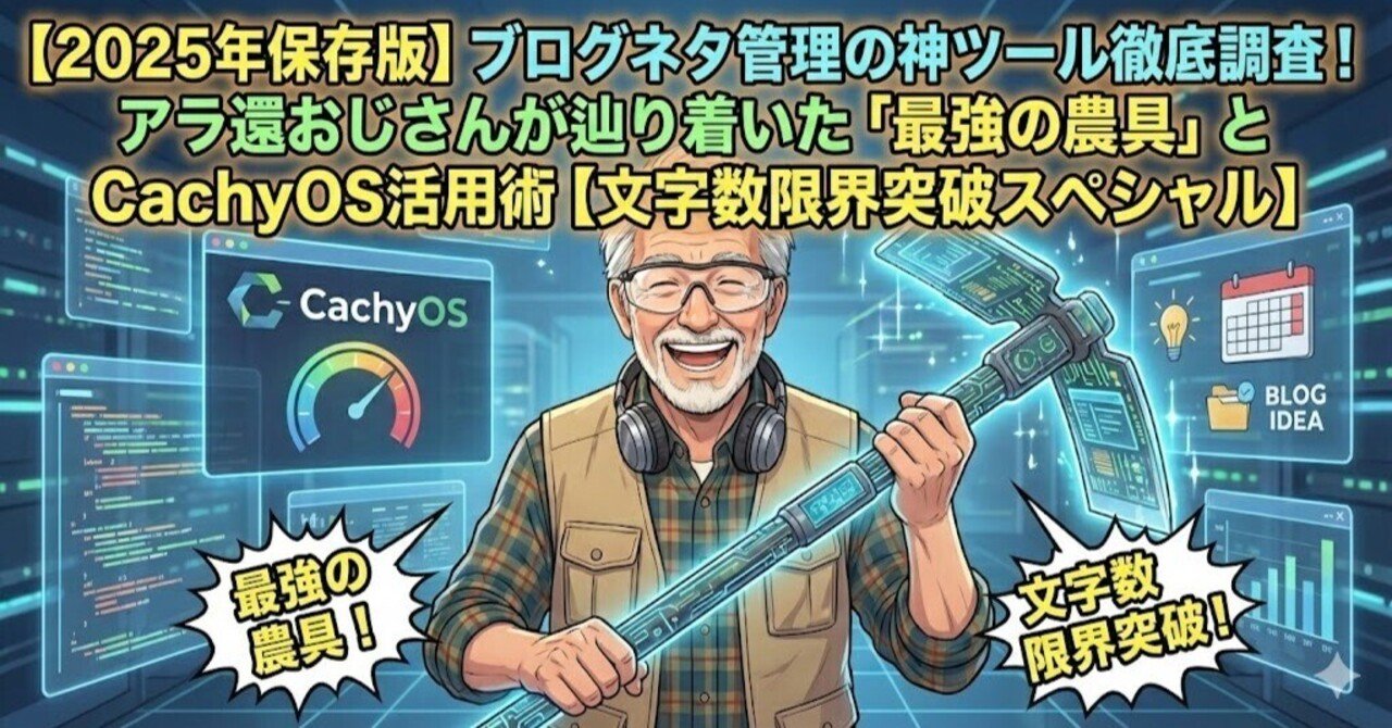 2025年保存版】ブログ ネタ管理の神ツール徹底調査！アラ還おじさんが辿り着いた「最強の農具」とCachyOS活用術【文字数限界突破スペシャル】｜アラ還おじさんの雑記帳, image size:1280x670