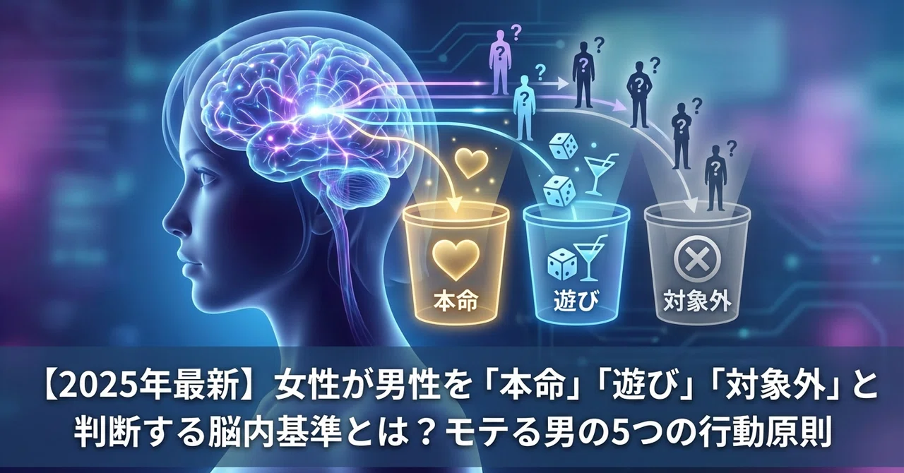 【2025年最新】女性が男性を「本命」「遊び」「対象外」と判断する脳内基準とは？モテる男の5つの行動原則｜恋愛コンサルタント