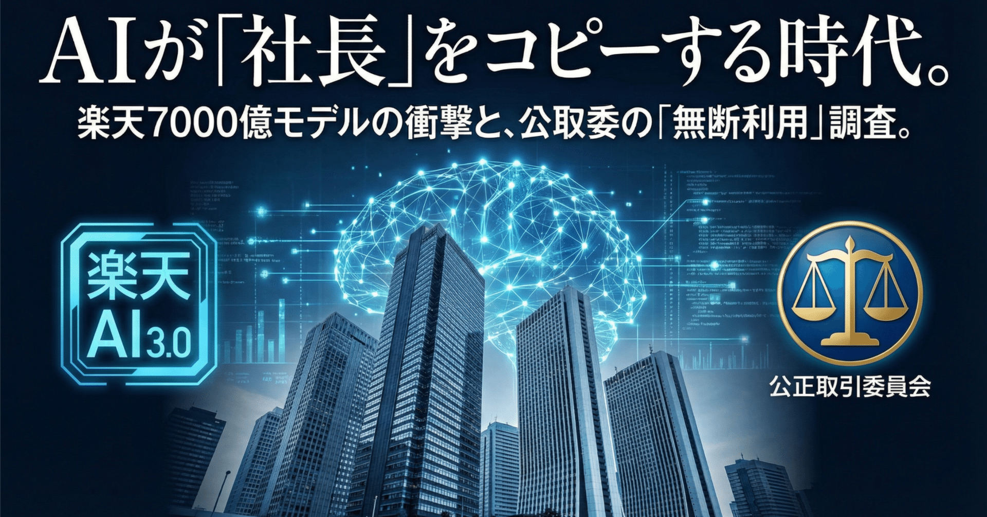 AIが「社長」になる日。楽天7000億モデルの衝撃と、公取委が動いた
