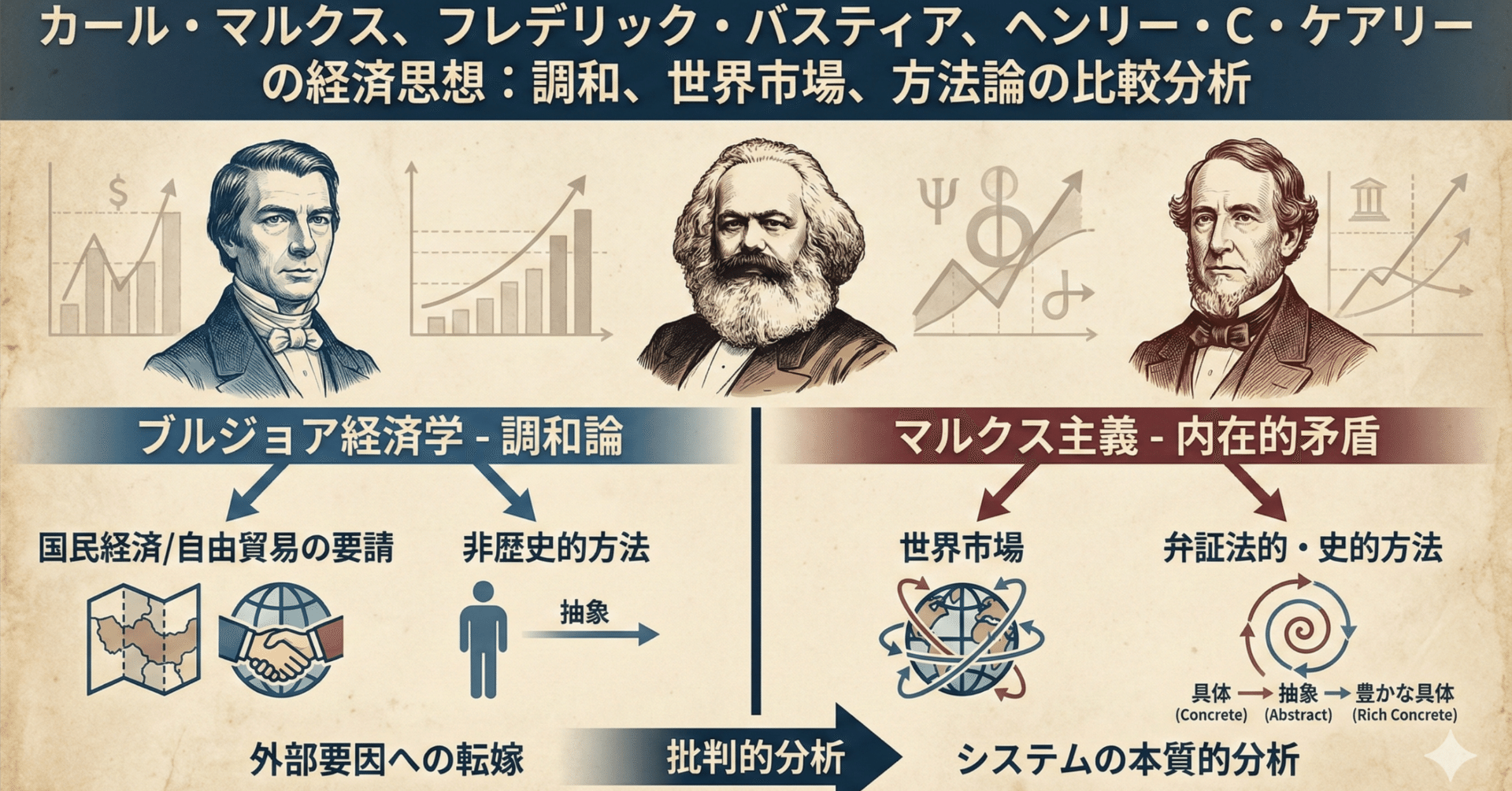 経済学の原則 NotebookLM】カール・マルクス、フレデリック・バスティア、ヘンリー