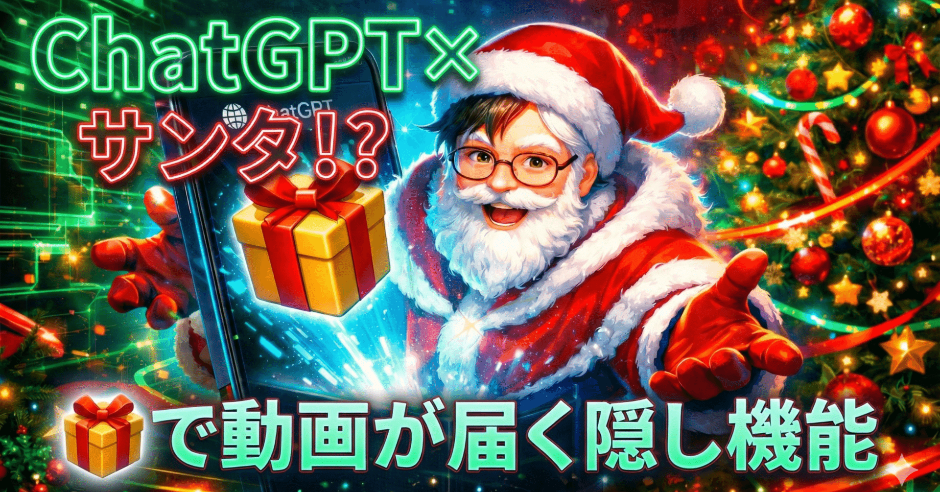 ChatGPTに「🎁」を送るだけ！まさかのサンタ動画が届く隠し機能が楽し