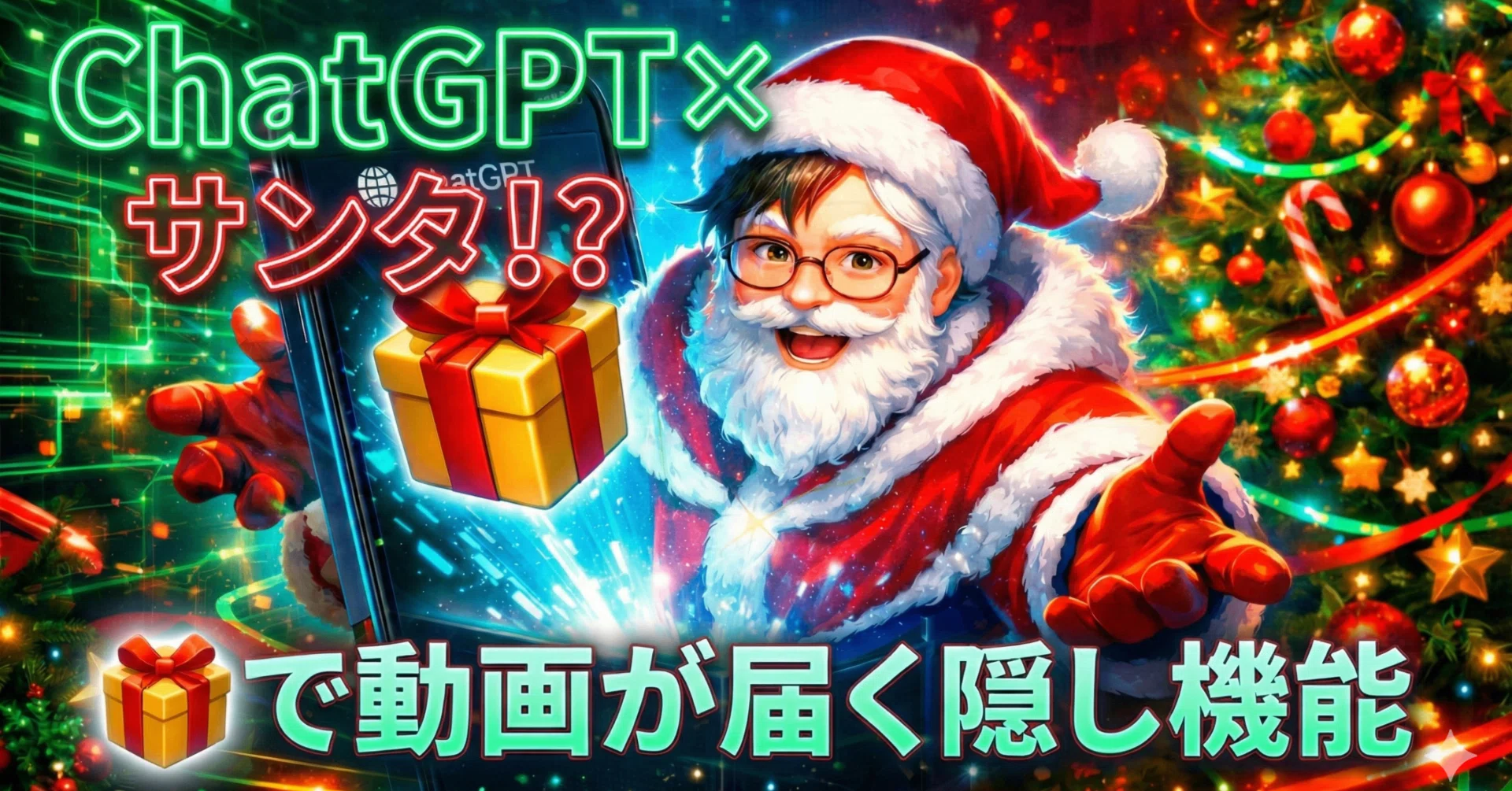ChatGPTに「🎁」を送るだけ！まさかのサンタ動画が届く隠し機能が楽し