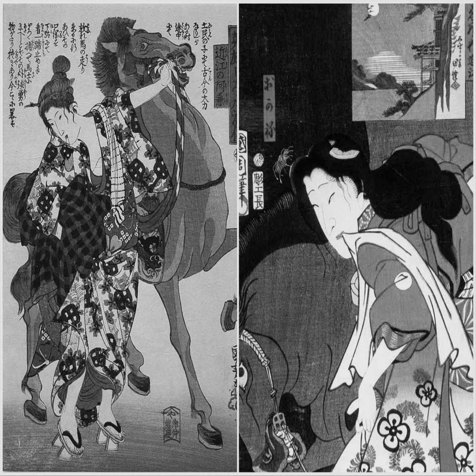 浮世絵「近江国の勇婦於兼」を模型にする｜Pucephalas (八木一文)