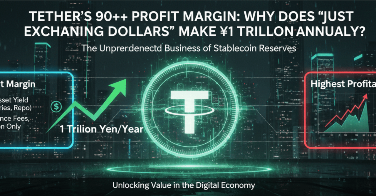 Tether(USDT) の利益率 90%超】なぜドルと交換するだけで年間1兆円稼げるのか? ｜レッサー所長【企業解説】