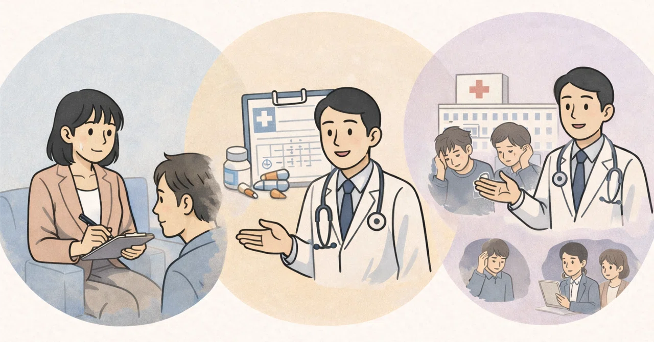 🏥 心療内科とは？カウンセリングとどっちが先？精神科との違いについても解説｜ココフィー運営事務局
