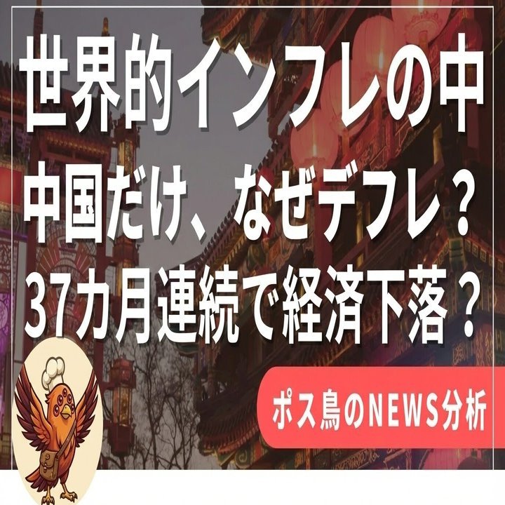 中国だけ、なぜ「デフレ」？世界が「インフレ」に苦しむ中、中国が「37ヶ月連続マイナス」という異常事態。国内で捌けないEVや太陽光パネルが「デフレ輸出」として世界に溢れ出している？｜ポス鳥（ビジネス＆投資NEWS解説）おそらく日本で１番「事業の失敗例を載せている  ...