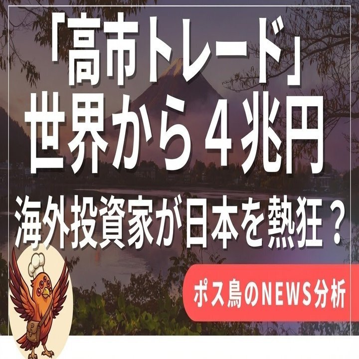 高市トレード」政権が代わって、海外投資家が4兆円も日本株を買った？国際マネーは日本の夜明けを見たのか、それとも「トラスの悪夢」か。積極財政の劇薬と、試される日本の未来戦略。｜ポス鳥（ビジネス＆投資NEWS解説）おそらく日本で１番「事業の失敗例を載せている  ...