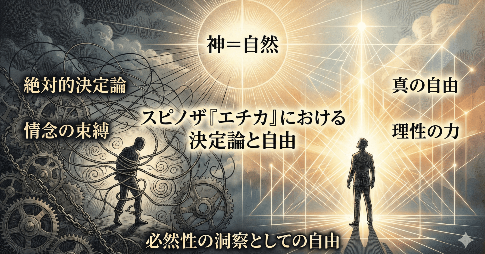 NotebookLM】スピノザ『エチカ』における決定論と自由：神、情念