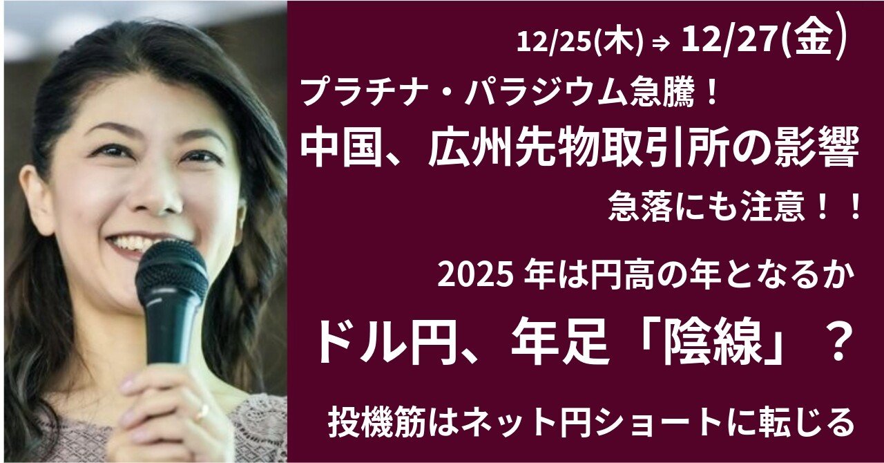 貴金属急騰の背景、急落にも注意～ドル円は年足「陰線」となる可能性｜大橋ひろこ