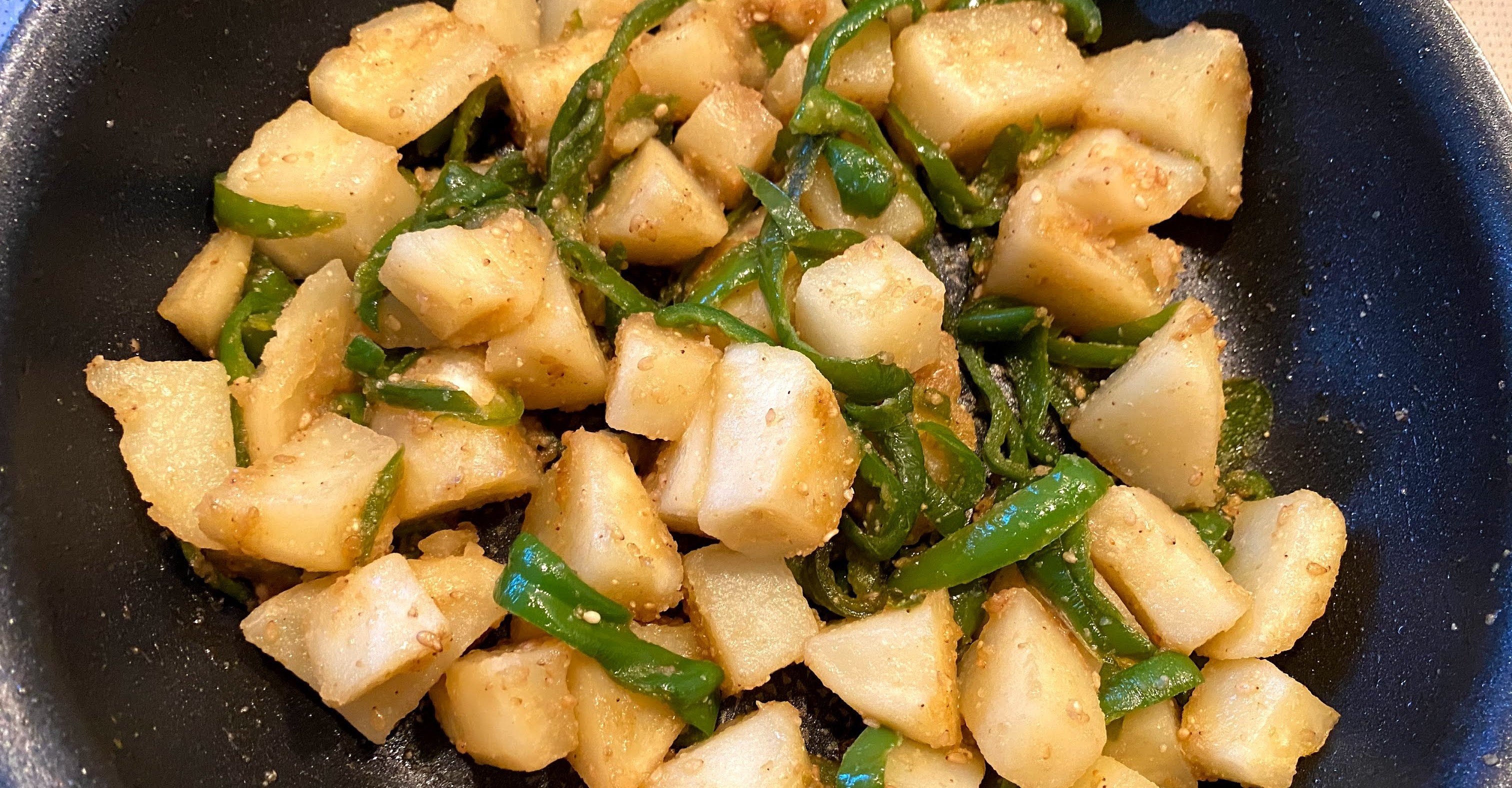 簡単副菜 じゃがいもとピーマンのごま和え Cookinglog Note