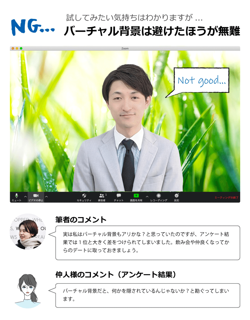 バーチャル背景は絶対ダメ 300人以上の仲人様が選ぶベストな背景は 婚活leeap 公式 Note バーチャル背景は絶対ダメ 300人以上の仲人様が選ぶベストな背景は 婚活leeap 公式 Note