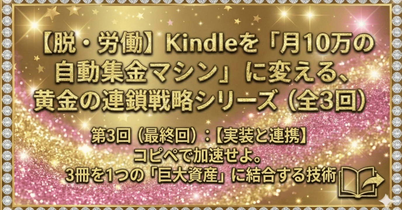 脱・労働】Kindleを「月10万の自動集金マシン」に変える、黄金の連鎖戦略シリーズ（全3回）｜外貨を稼ぐAI  DigitalCreator～あまかみこう～