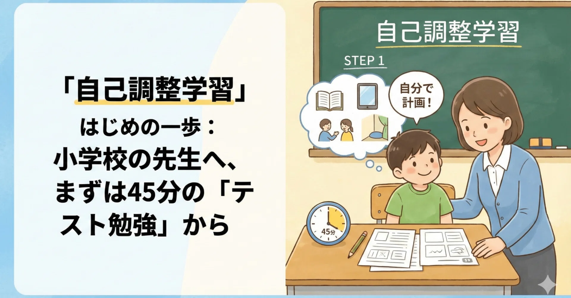 授業実践】「自分で学ぶ子」を育てる第一歩！自己調整学習は“45分の 