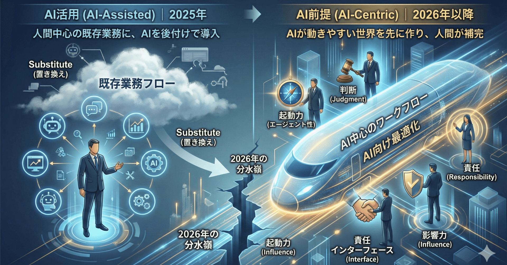 AI時代の新常識：「AI活用」から「AI前提」へ。人間の役割はどう純化されるのか？｜雄飛