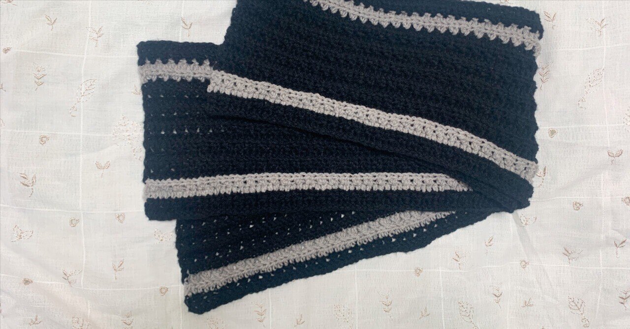 かぎ針】メンズマフラーを編んでみた｜はなねこ