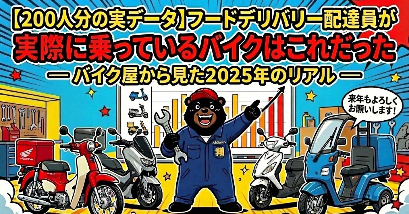 200人分の実データ】フードデリバリー配達員が実際に乗っているバイク 200人分の実データ】フードデリバリー配達員が実際に乗っているバイク