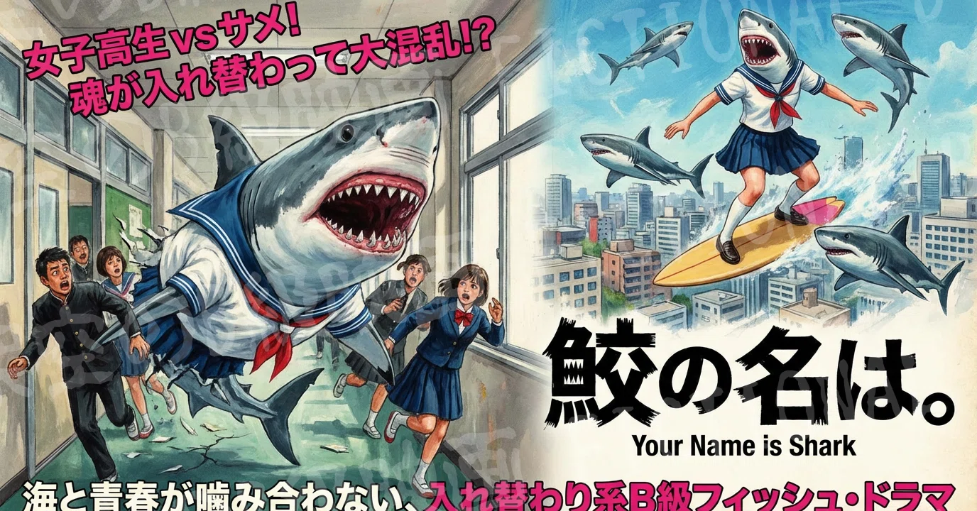 鮫の名は。～女子高生vsサメ！魂が入れ替わって大混乱！？～【架空映画