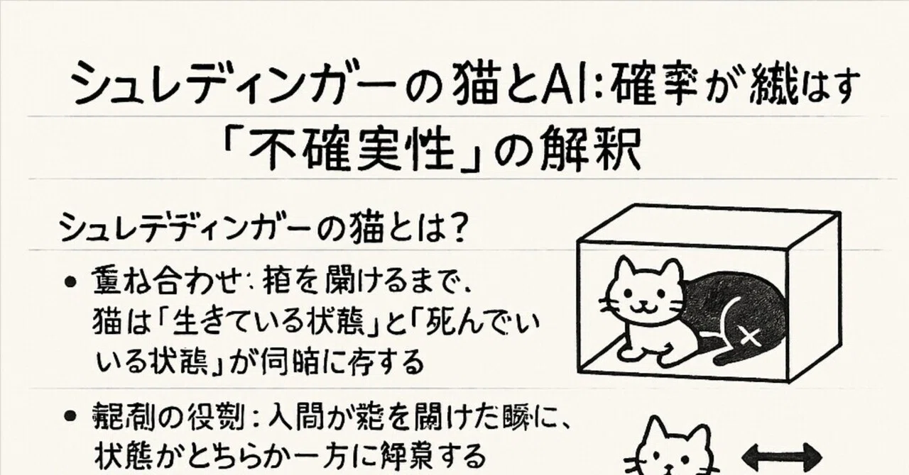 シュレ猫ページ シュレディンガーの猫とAI：確率が織りなす「不確実性」の解釈｜百目さん