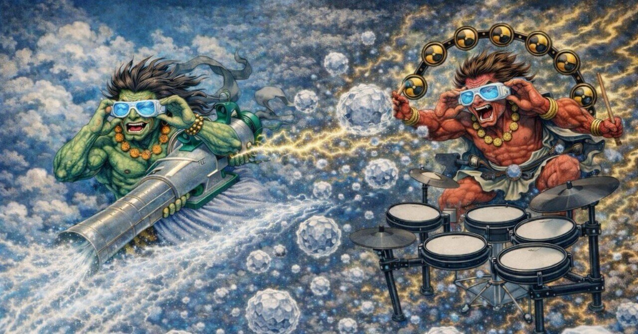 現代版の風神雷神。｜IWAMOTOKATUNARI