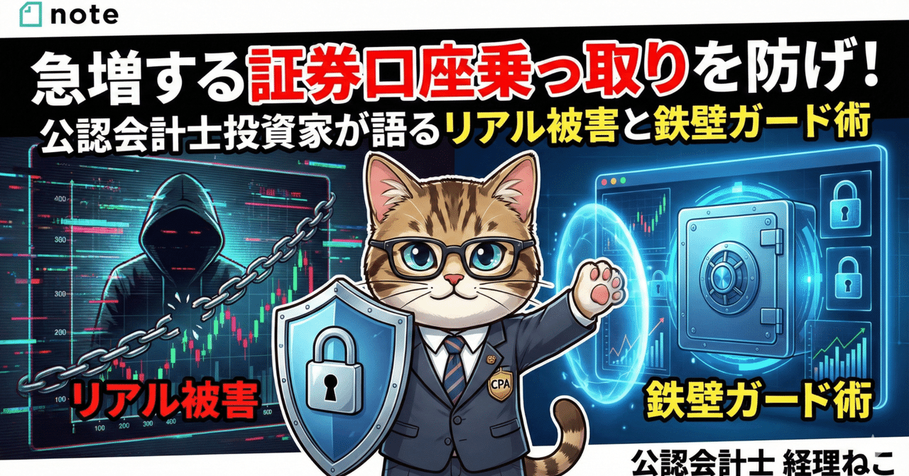 急増する証券口座乗っ取りを防げ！公認会計士投資家が語るリアル被害と鉄壁ガード術｜経理ねこ