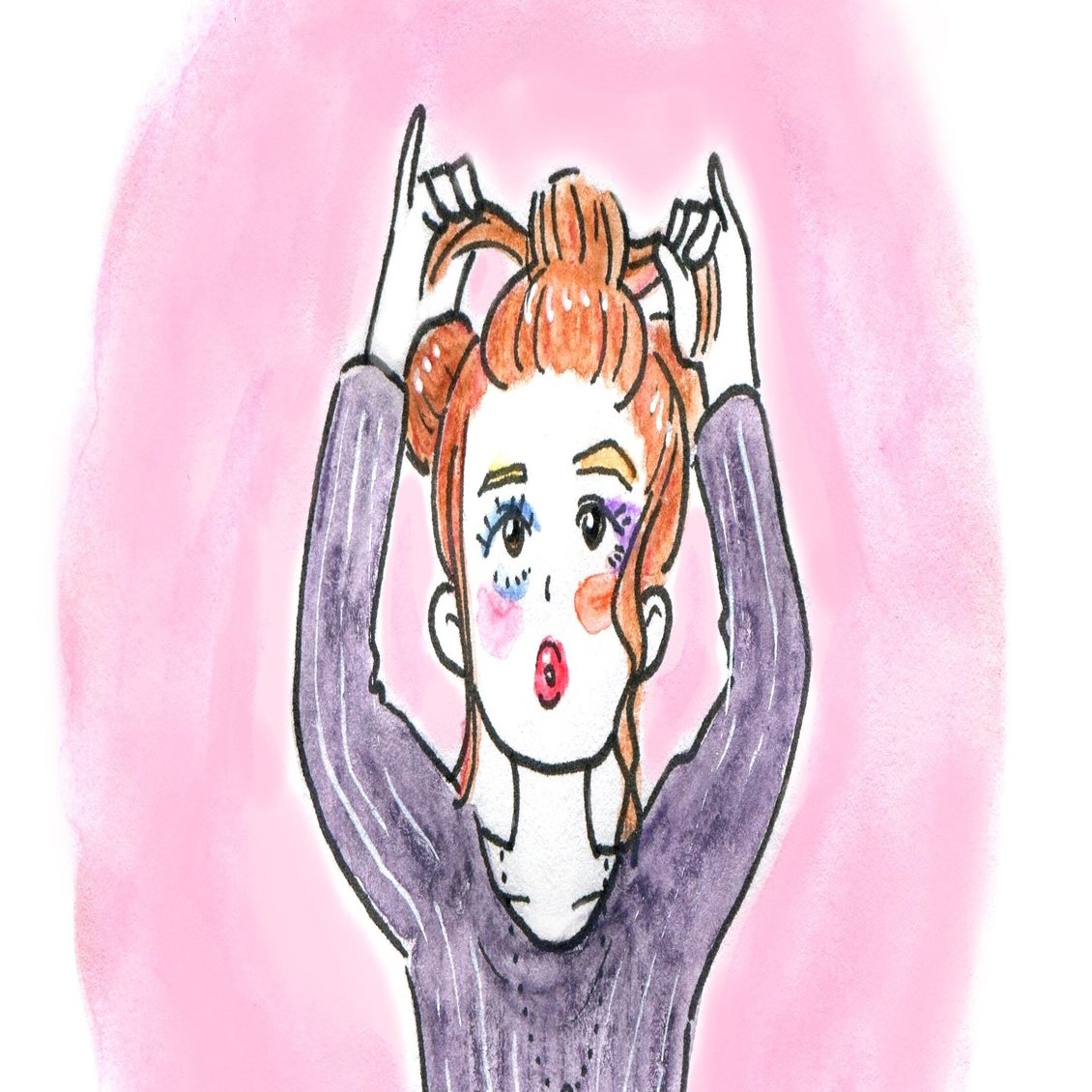 メイクやヘアスタイル おしゃれの研究中イラスト おちゃも Note