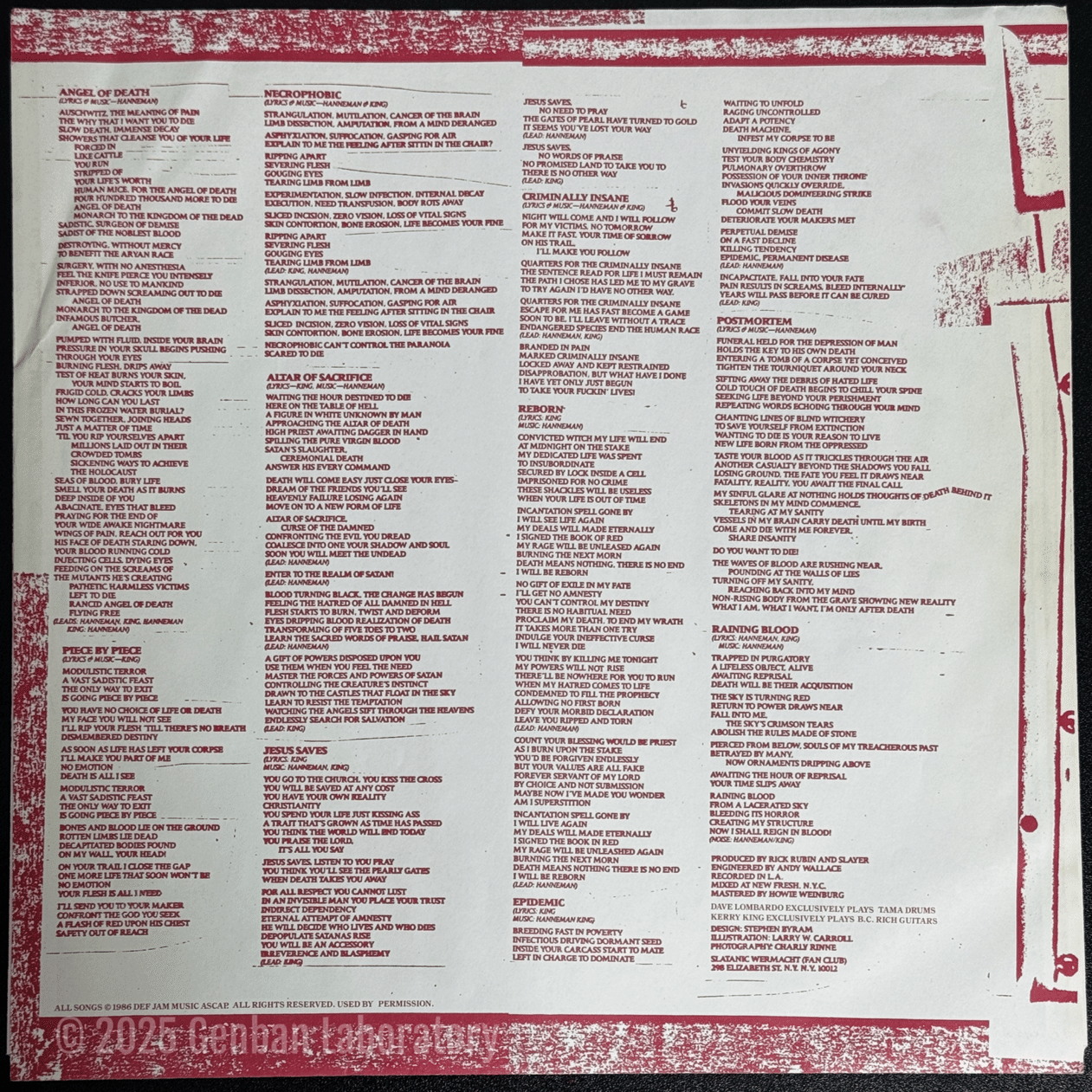 012: Slayer『Reign In Blood』US初版徹底解剖── アナログ盤の限界を
