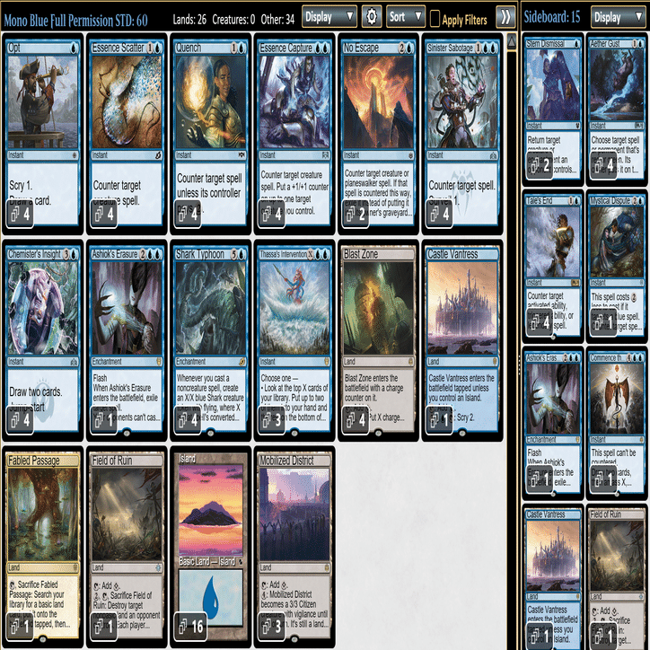MTG デッキ 青単パーミッション あらゆる環境で青単フルパーミッションを回そう！｜heggie023