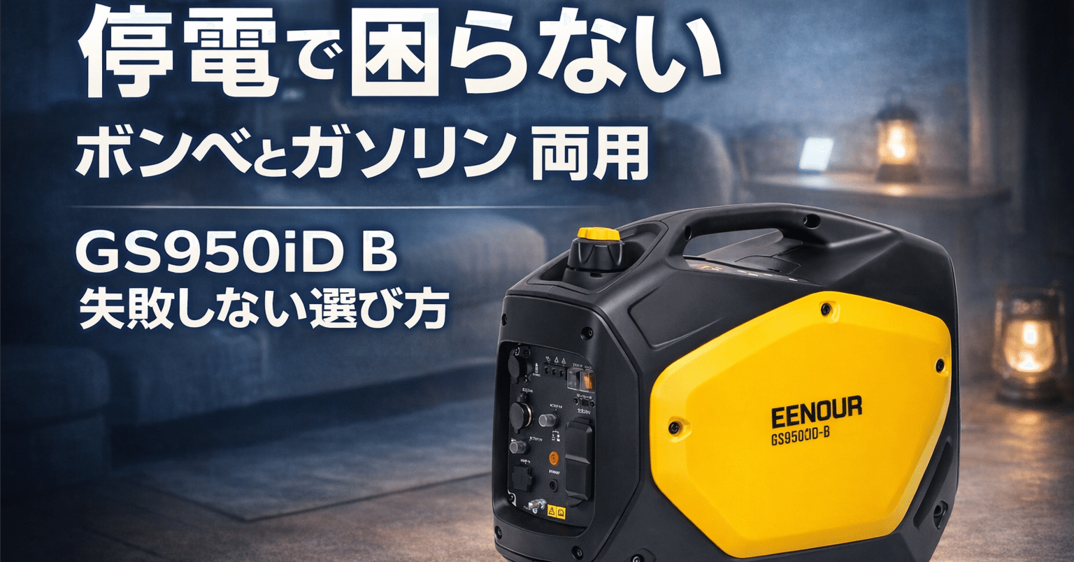 EENOUR GS950iD B カセットボンベ ガソリン両用インバーター発電機