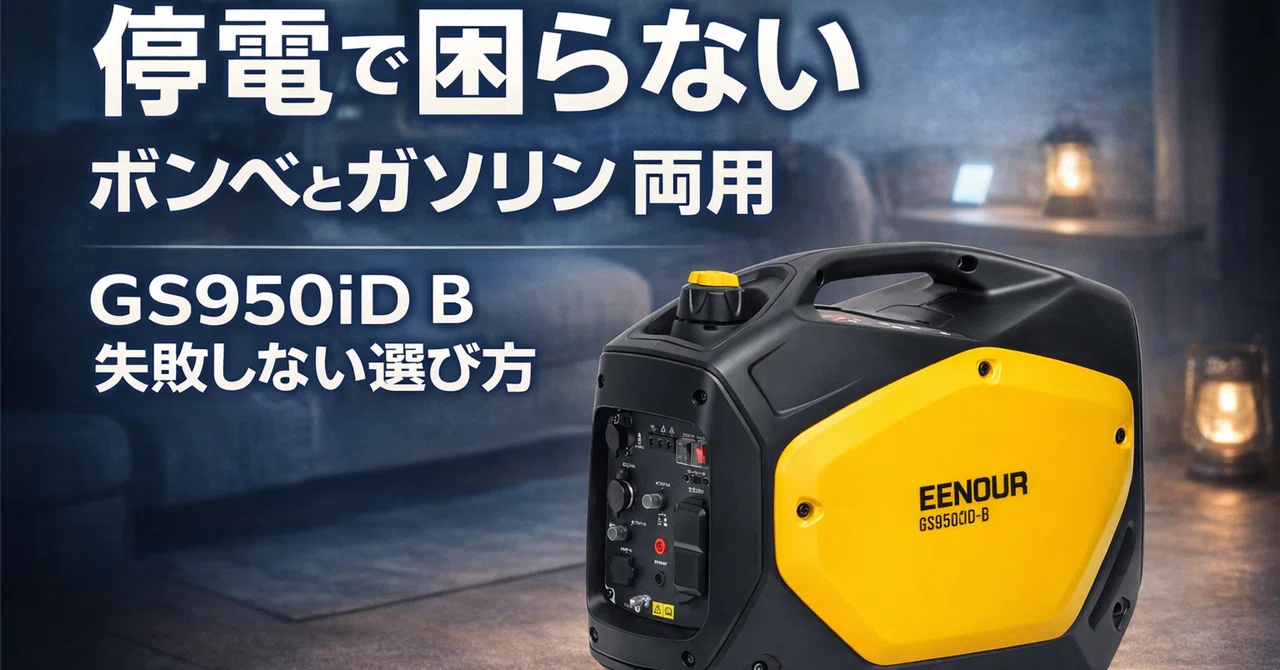 EENOUR GS950iD B カセットボンベ ガソリン両用インバーター発電機