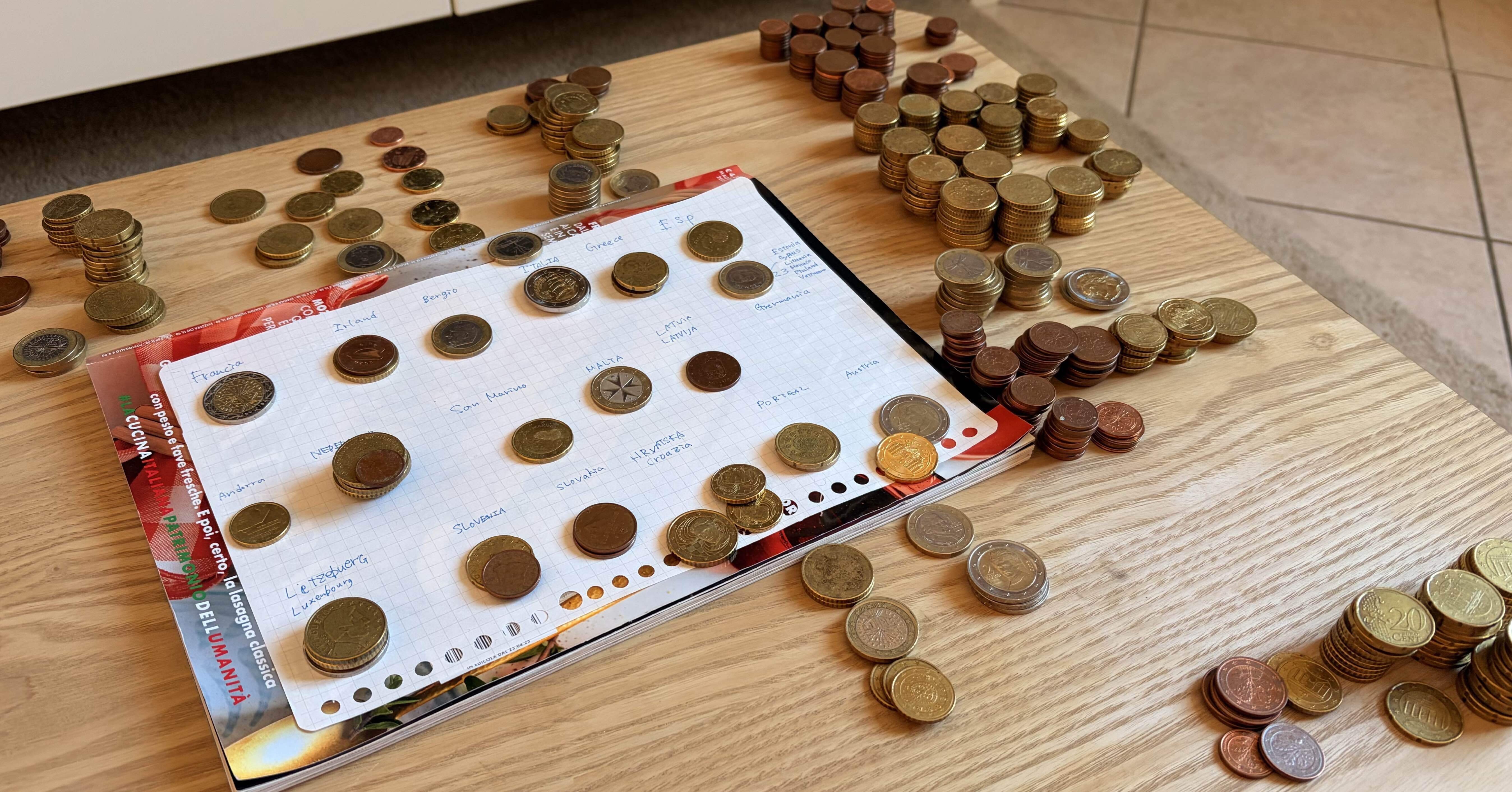 イタリア】手元のユーロ€はどの国から来たのか。貯金箱をひっくり返してみた①｜🇮🇹池本 Sardelli🍕