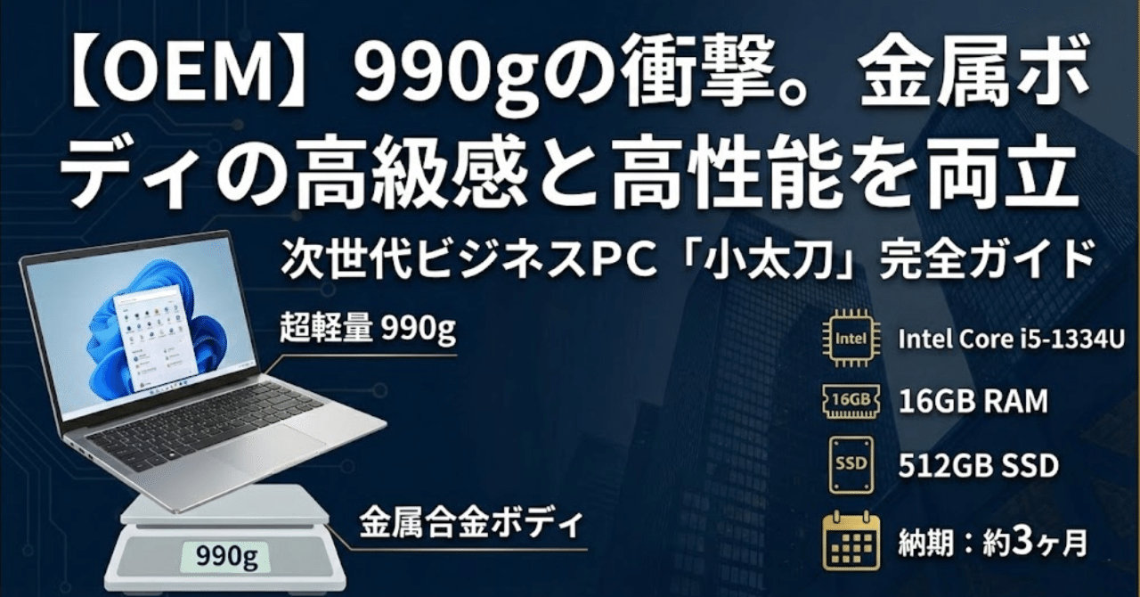 OEM】990gの衝撃。金属ボディの高級感とi5・16GBの高性能を両立した次世代ビジネスPC「小太刀」完全ガイド｜株式会社エンビューロ
