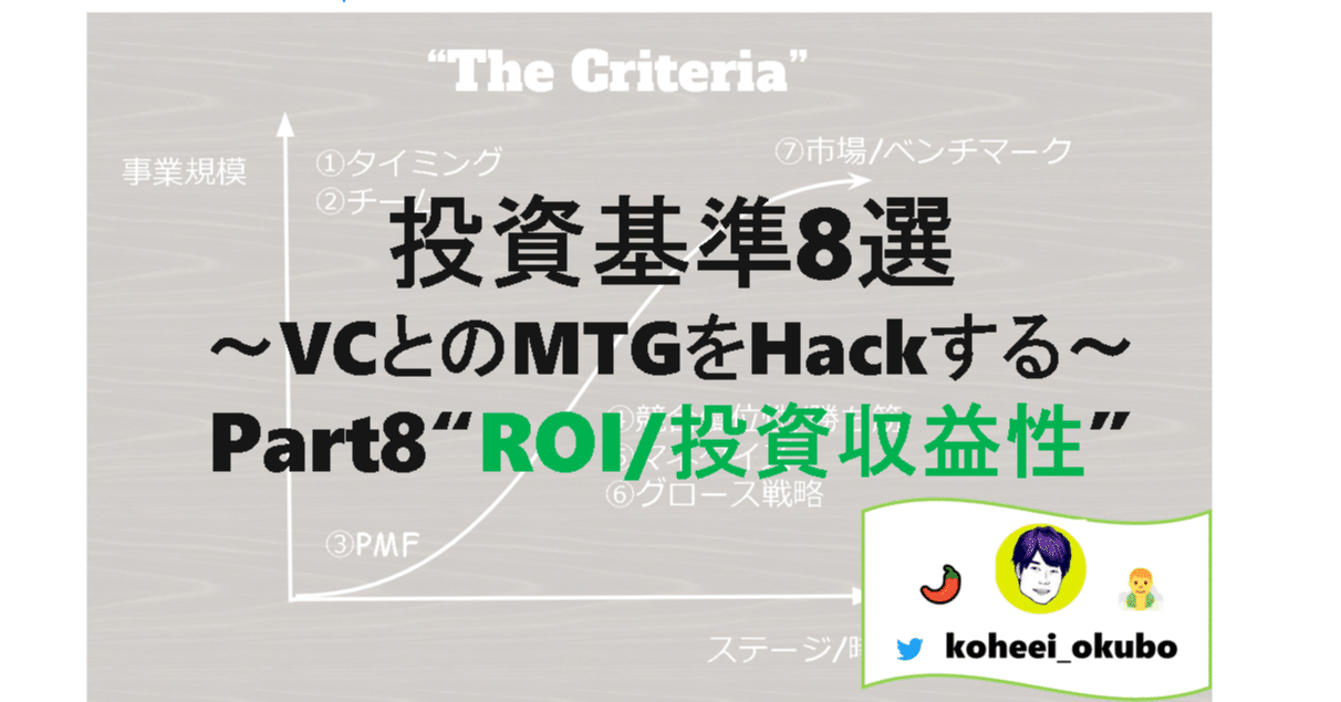 投資基準8選 Part8 Roi 投資収益性 大久保洸平 Z Venture Capital Note