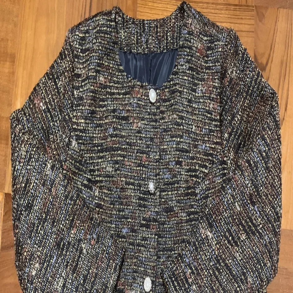 No-collar jacket (fancy tweed fabric)｜ねこママ