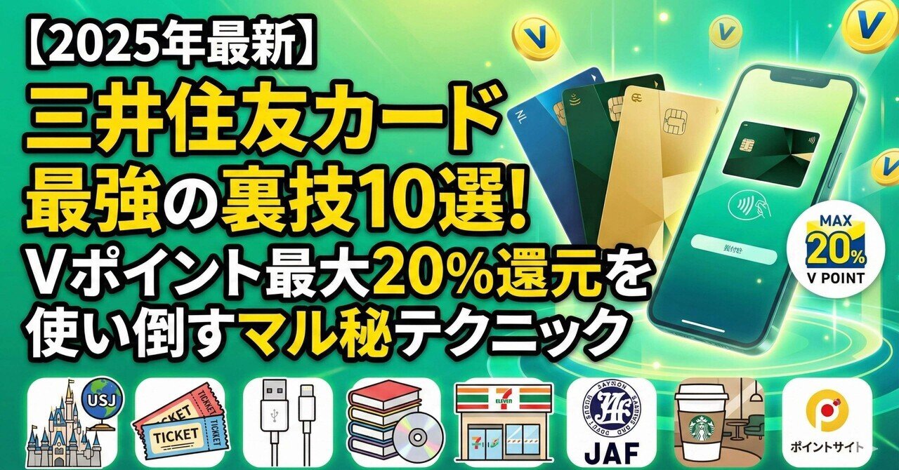 2026年最新】三井住友カード最強の裏技10選！Vポイント最大20%還元を使い倒すマル秘テクニック｜たなやん｜Vポイントびより【FP解説】