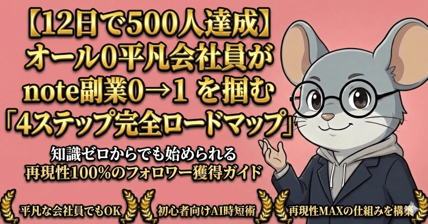 12日で500フォロワー達成】実績・経験0の平凡会社員がnote副業で0→1を