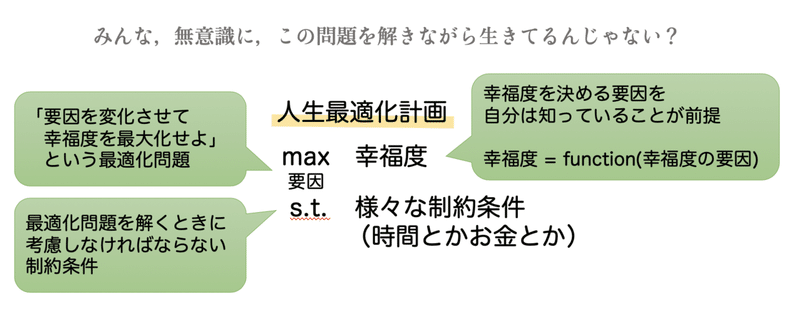 人生最適化の目的関数と制約条件 Dr Kano Note