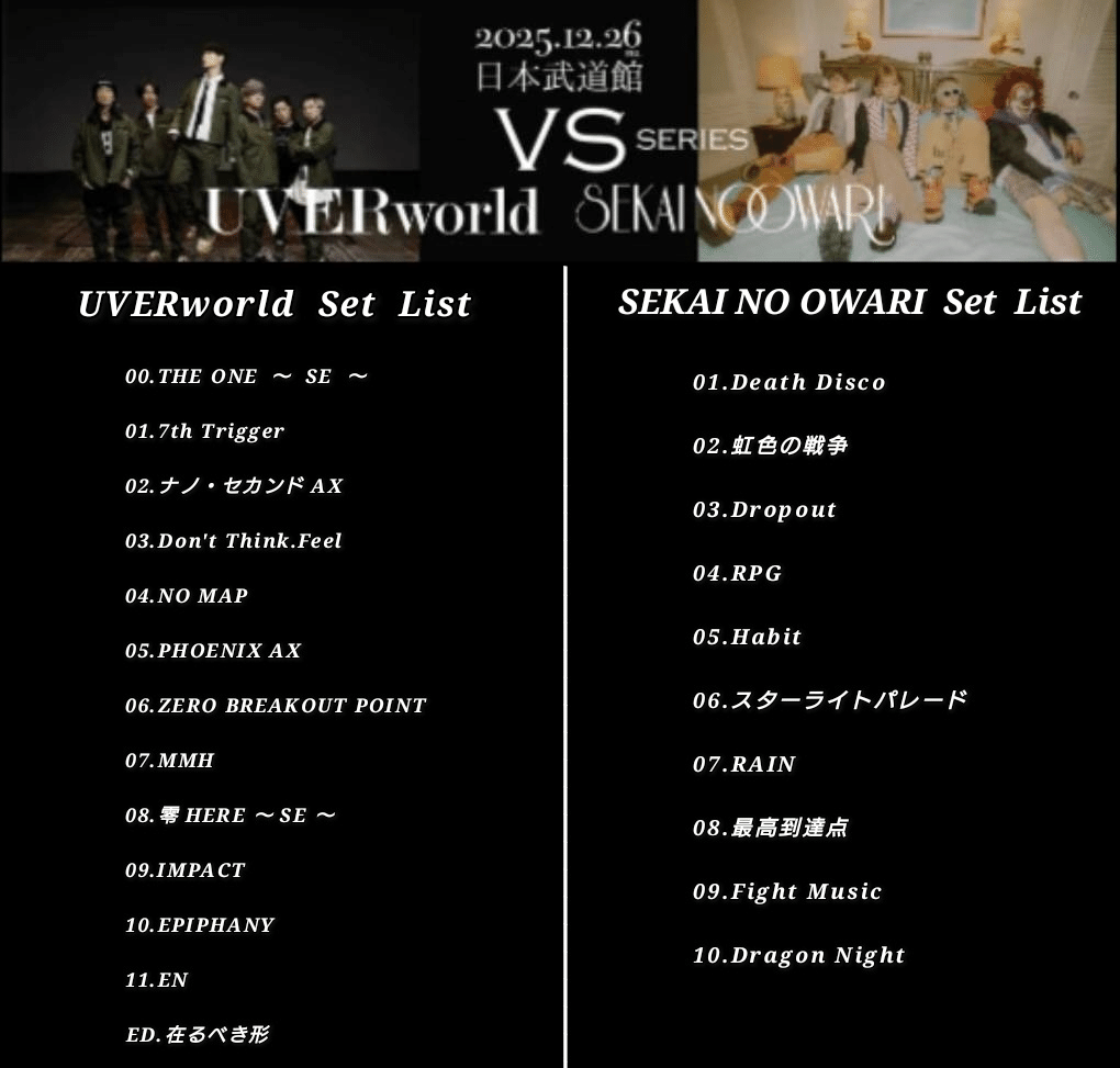 UVERworld セカオワ　対バン　銀テ UVERworld vs SEKAINOOWARI セカオワ 武道館 金テ 銀テ - メルカリ