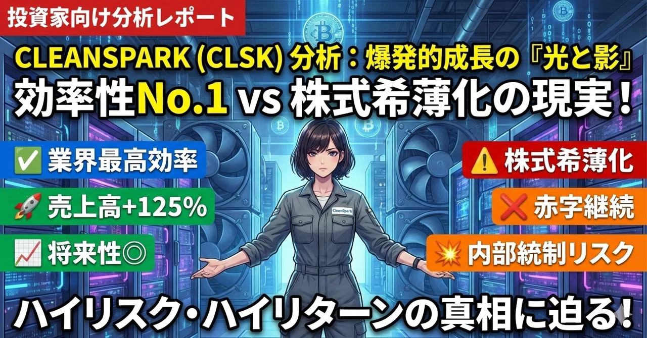 （CLSK）CleanSpark投資家向け分析レポート【仮想通貨マイニング】｜US株ジャーナル＠米国株の情報をお届け！｜フォロバ100