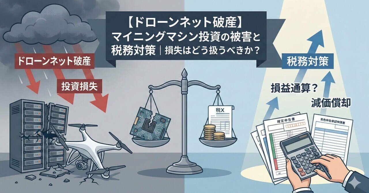 ドローンネット破産】マイニングマシン投資の被害と税務対策｜損失はどう扱うべきか？｜hirouo