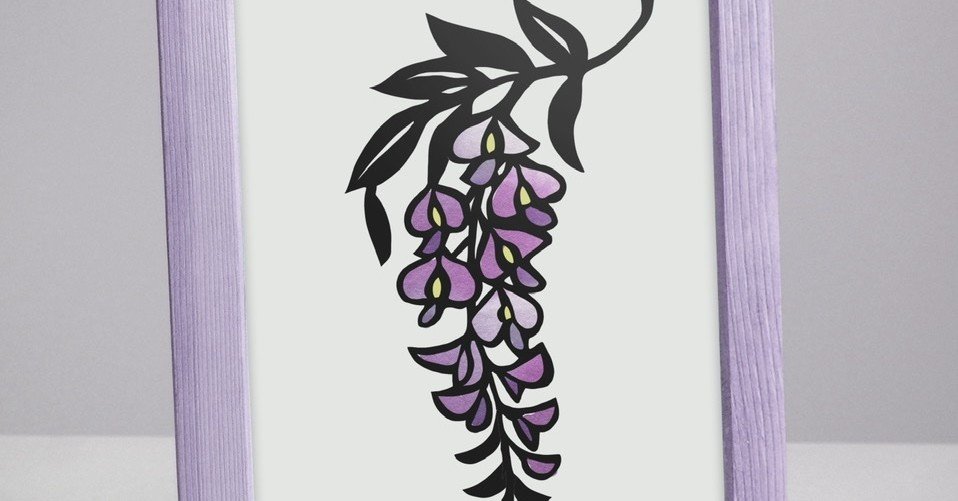 フリー図案no 016 藤の花 の切り絵 華色切絵 平石智美のカラー切り絵を楽しむnote Note