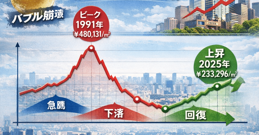 バブル後の土地価格はどう動いたか？1989〜2025の詳細分析｜Shota