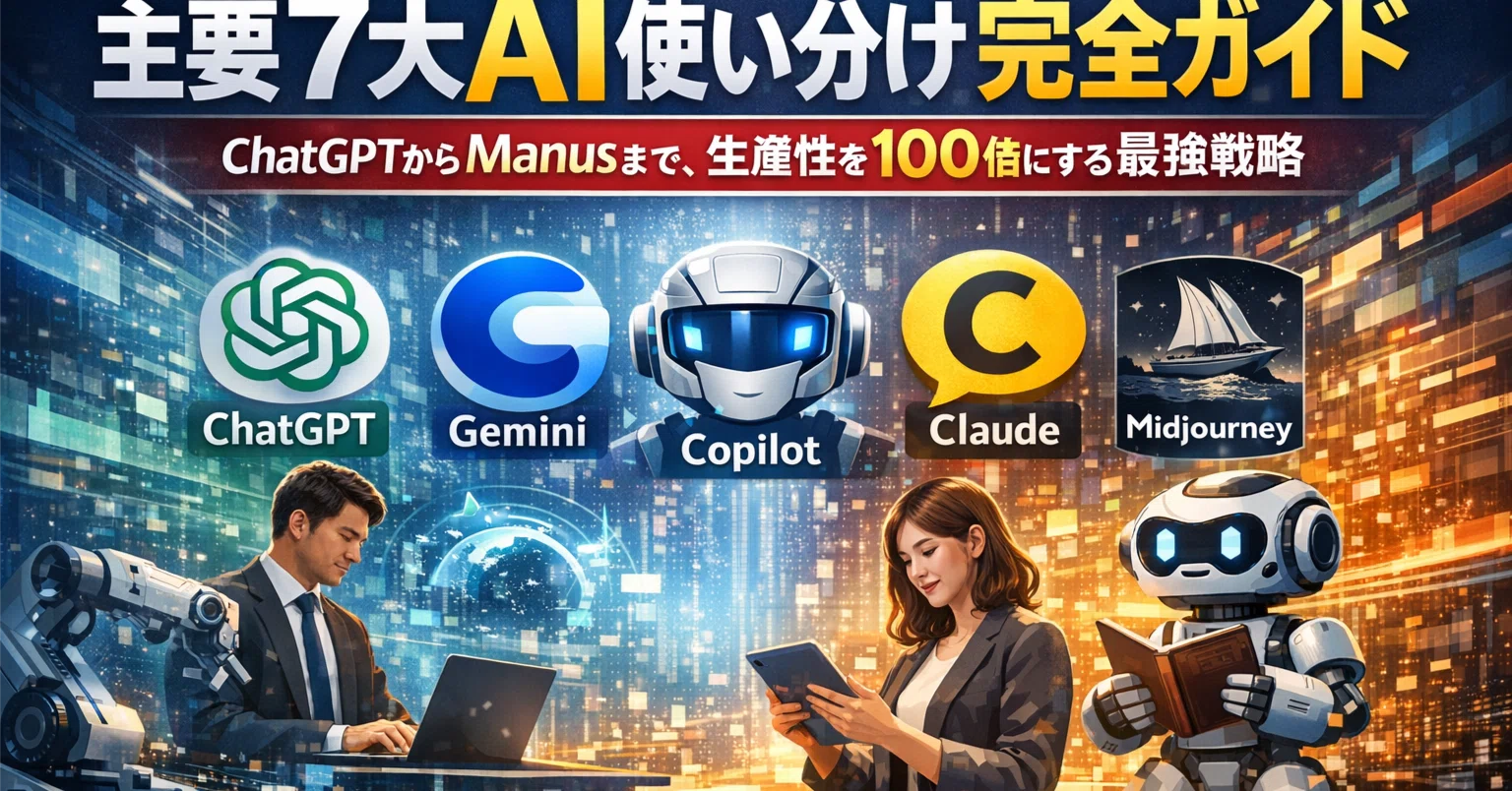 2025年版】主要7大AI使い分け完全ガイド：ChatGPTからManusまで、生産
